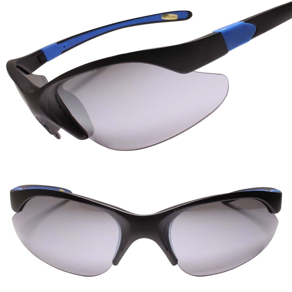 Black & Blue Frame Wrap Around Sport Sunglasses for Active Outdoor Lifestyles